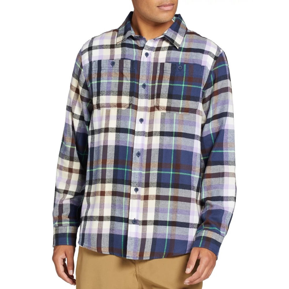 Alpine Design Men's Brushed Flannel Long Sleeve Shirt Large NWT King Winter Plai